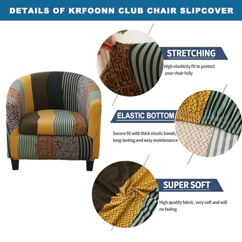 KRFOONN Club Chair Slipcover 2 Piece Stretch Printed Round Barrel Chair Covers Removable Tub Chair Slipcover with Elastic Bottom Chair Coverings Furniture Protector Cover for Living Room, B11 - color: Colorb11