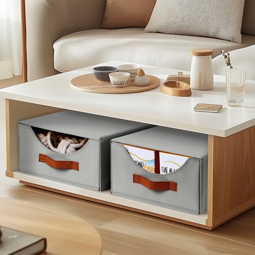 Homsorout Stackable Storage Drawers - Large Collapsible Storage Bins with Drawers, 6 Pack Closet Shelf Organizer Basket, Fabric Pull Out Organizer for Bedroom, Living Room, Dorm, Grey - color: Gray, size: 16 Inch. - 6 Pack