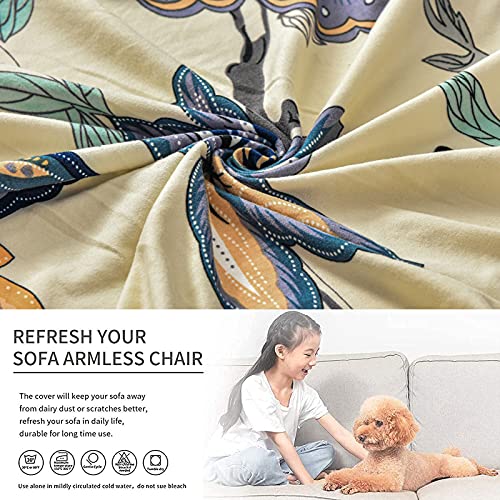 Eco-Ancheng Armless Chair Slipcover Removable Armless Accent Chairs Covers Washable Armless Slipper Chair Slipcover Printed Armless Chair Furniture Protector Covers for Living Dining Room Hotel - color: A14