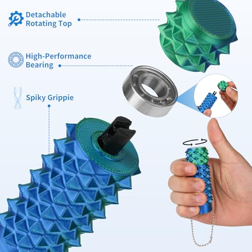 Little Ouchies Pain Stim Fidget Toy, 3D Printed Pocket Spiky Keychain with Clicker Button Spinner Sensory Toys for Anxiety Focus & Stress Reduction Novelty Gifts(L2) - color: L2
