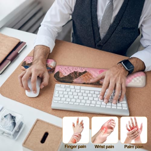 Keyboard Wrist Rest Mouse Wrist Support, Memory Foam Wrist Rest Pad for Computer Laptop, Ergonomic Wrist Cushion Support for Typing Pain Relief, Gaming Home Office, Sunrise - color: Sunrise