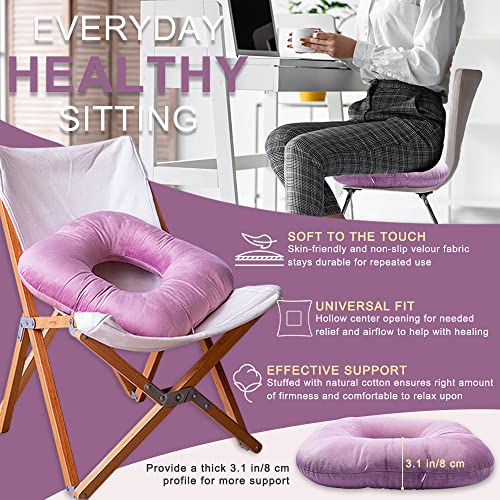 Stuffed Donut Pillow Seat Cushion | for Tailbone and Coccyx Pain, Hemorrhoids, Bed Sores, Pregnancy, Prostate, Surgery Recovery, Sitting Pressure Relief, for Home, Office and Car (Fuchsia pink) - color: Fuchsia Pink