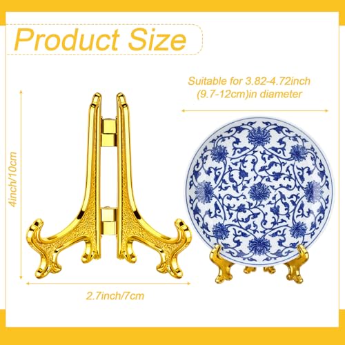 Patelai 48 Pcs Mini Easel Stands 4 Inch Plastic Plate Stand Holder Display Picture Easel for Display Picture Frame Collectibles Desktop Weddings Party Home Decoration (Gold) - color: Gold, size: 4 Inch