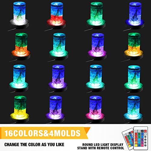 Mudder 2 Pcs Light LED Base Wood LED Display Base for Glass Art Decor Crystal Acrylic Resin, 16 Colored USB Light with Remote Wooden Round Lamp Stand for 3D Crystal Ball Room Home Decor(Black) - color: Black