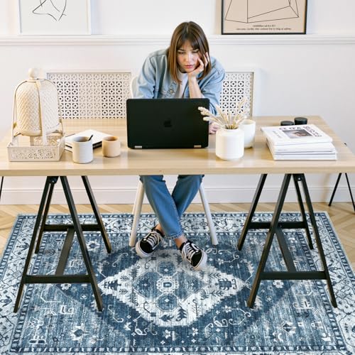 Anidaroel 5x7 Chair Mat for Hardwood Floor, Desk Mat for Chair, Office Floor Mat, Anti-Slip Rolling Chair Mat for Hardwood, Low Pile Carpet Protector Floor Mat, Blue - color: Blue, size: 5'x7'