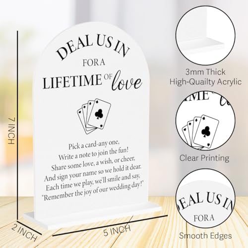 Wedding Playing Cards Guest Book Sign Deal Us In for A Lifetime Acrylic Arch Wedding Bridal Shower Baby Shower Welcome Table Signs for Ceremony and Reception 7 x 5 Inches Decor1322 - color: Love