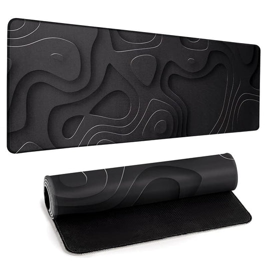 Large Anime Gaming Mouse Pad Black Solid Geometry Desk Pad Computer Keyboard Mat Non-Slip Rubber Base Office Decor Waterproof Mouse Mat - color: Black Solid Geometry