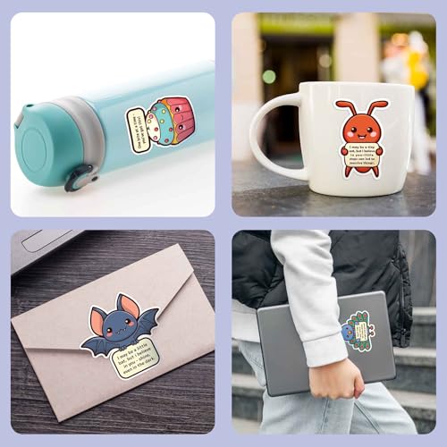 200PCS Emotional Support Animal Stickers by Puraesla– Affirmation Sticker Pack for Adults or Kids Cute Inspirational Buddies for Water Bottles, Laptops, Phones, Positive Quote Vinyl - size: L - 200PCS