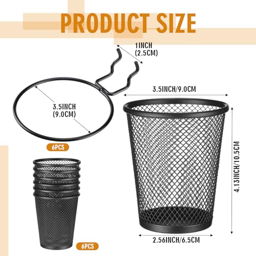 Spakon 6 Sets Pegboard Cups with Ring Hook, Peg Board Baskets Bin Holder Organizer Accessories Pegboard Pencil Cup Multipurpose Metal Pen Holder for Office Garage(Black,2.56x4.13x3.54'',Regular) - color: Black, size: 2.56x4.13x3.54'', style: Regular