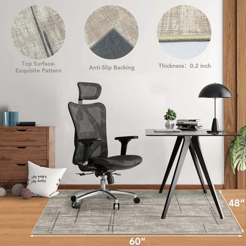 Office Chair Mat for Hardwood Floor&Tile Floor,48"X 60" Heavy Duty Desk Chair Mat for Hard Floors,Under Desk Rug for Rolling Computer Chair,Anti Slip,Low Pile Carpet Floor-Khaki - color: Khaki, size: 48"X 60"