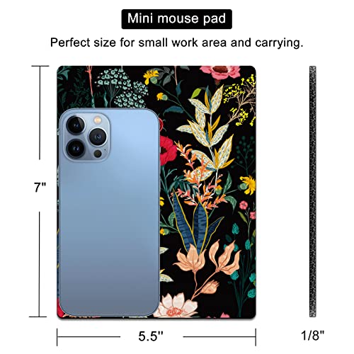 Small Mouse Pad Cute, Mini Mouse Pads for Wireless Mouse and Laptop, Travel Mousepads with Designs - Night Blooming Flowers, Kawaii Portable Mousepad with Rubber Base for Women - 5.5 x 7 in - color: Night Blooming Flowers, size: 7L x 5.5W inches