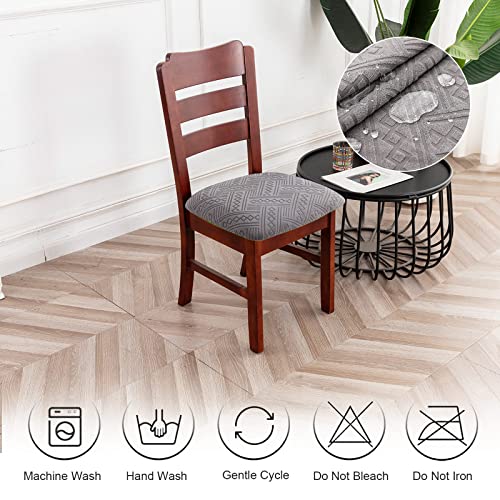 Genina Chair Seat Covers Waterproof Dining Room Chair Covers 2 Pack Stretch Seat Covers for Dinning Room Chair Protector Slipcover for Kitchen, Hotel (2, Pattern1-Light Gray) - color: Pattern1-light Gray