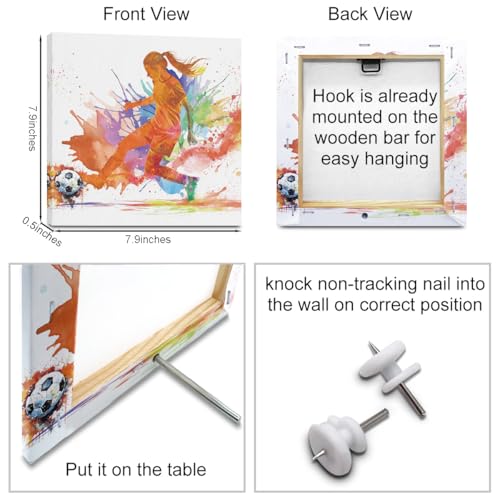 TBT 4PC Graffiti Canvas Wall Art Framed Art Soccer Shoes Room Decor Inspirational Sports Paintings Soccer Gifts Wall Decor Prints Picture for Girls Room Sports Club Bedroom Home Decor 7.9x7.9 inch - color: Multi 1073