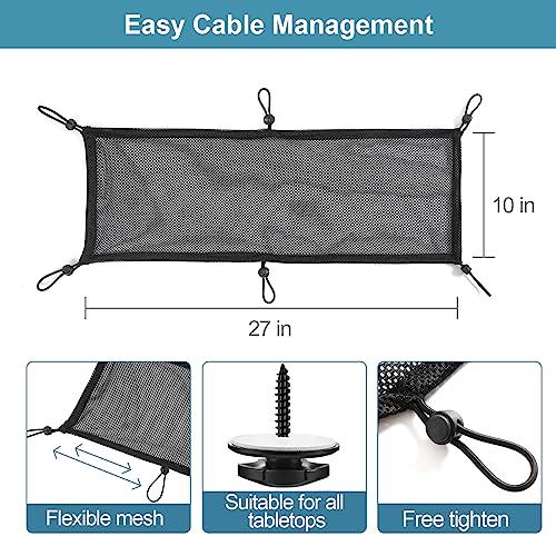 Cable Management Mesh Under Desk Kit, Privacy Net, 36PCS Table Flexible Wire Organizer, Extra Large Capacity Kit Desk, 27 x 10 Inches - size: 6 holes