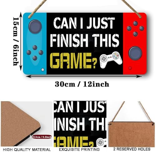 Gaming Door Sign Boy Gamer Room Decor For Boys Bedroom Wall Decor Kids Game Room Accessories Can I Just Finish This Game Sign Gaming Signs Video Posters - color: GamingSign5
