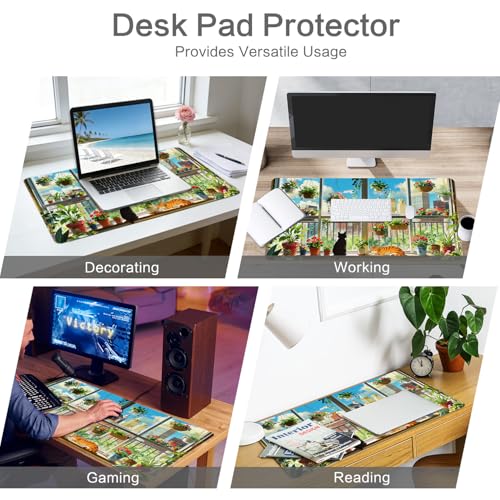 Vimorco Waterproof Desk Pad,XXL Large Mouse Extended Gaming Mousepad with Anti-Slip Rubber Base,Computer Laptop Keyboard Mouse Mat for Women Men Girls Work,Game,Office,31.5 x 15.7 inch,Window cat - color: Window Cat