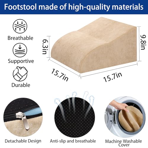 Foot Rest for Under Desk at Work, Ergonomic Under Desk Footrest with Washable Cover for Office, Home & Gaming Leg Elevation Pillow Beige - color: E-beige