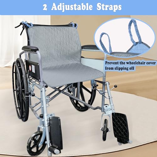 Waterproof Chair Pads for Incontinence, Reusable Highly Absorbent Wheelchair Pads for Seat with Handles, Washable Wheelchair Cover for Adults and Elderly 35.4" x 19.68" - color: Gray