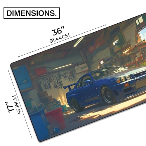 MPCO. Original Large Gaming Desk Mat – 36" x 17" Duraglyde Manga Motors Geralds-GTR Full Desk Mouse Pad for Smooth Precision – Non-Slip, Washable Extra-Large PC Mouse Pad for Gaming Sessions - color: DuraGlyde geralds-GTR