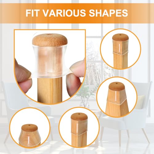32 Pcs Chair Leg Floor Protectors for Hardwood Floors Silicone Covers to Protect Wood Tile Floors Scratches Felt Pads Furniture Leg Caps No Noise (Fit:0.5"-0.89") - color: Clear-32pcs, size: Universal XS