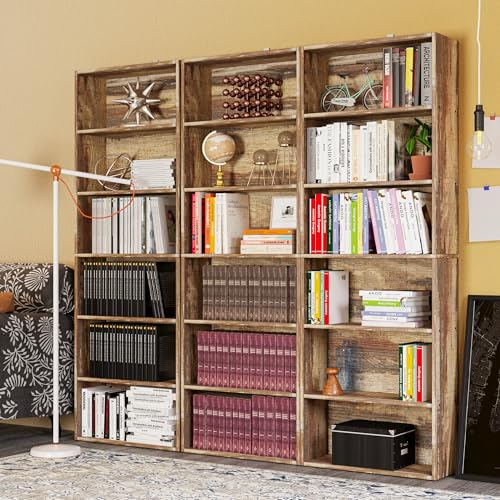 IRONCK Bookshelves and Bookcases Floor Standing 6 Tiers Display Storage Shelves 70 in Tall Bookcase Home Decor Furniture for Home Office, Living Room, Bed Room - color: Industrial Brown