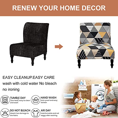 Eco-Ancheng Armless Chair Slipcover Removable Armless Accent Chairs Covers Washable Armless Slipper Chair Slipcover Printed Armless Chair Furniture Protector Covers for Living Dining Room Hotel - color: A12