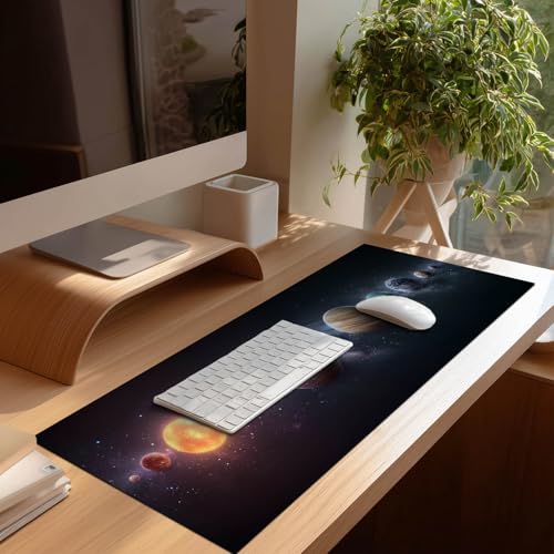 HOMETITUTE XL Mouse Pad Gaming Mousepad 31.5x11.8 Inch Solar System Space Artwork Non-Slip Keyboard Desktop Protector Mat Diatomite Large Mouse Pad for Home and Office Desk Accessories - color: Solar System Space Artwork