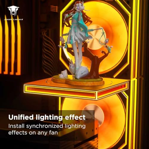 PC Case ARGB Square Figurine Shelf, Figure Stand, Infinity Mirror Design Floating PC Shelf for Figure - 120mm Fan Accessories-Black - color: Black