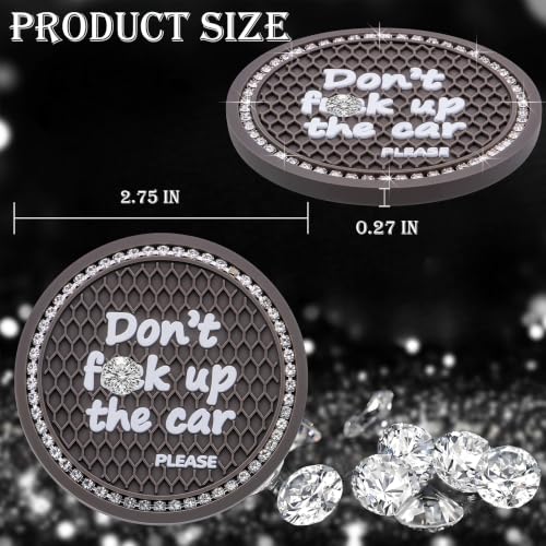 2PCS Bling Crystal Rhinestone Cup Holder Coaster – 2.75 Inch Anti-Slip Auto Insert Cup Coaster – Sparkling Interior Decor Accessories for Cars & Vehicles (Gray & White) - color: Alphabet Gray & White, size: 2 pcs