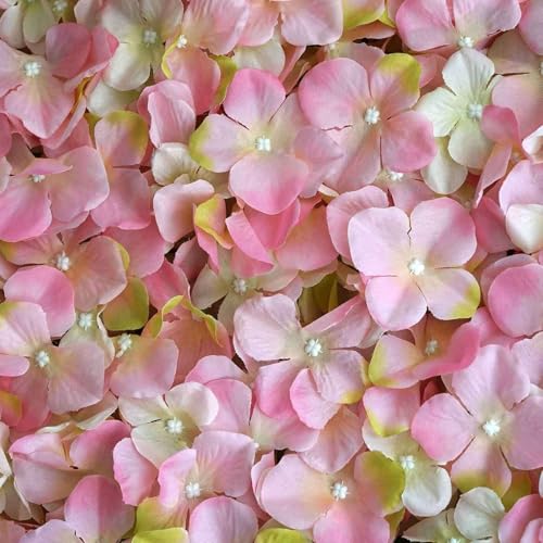 Efavormart 11 Sq ft. | Pink/Cream UV Protected Hydrangea Flower Wall Mat Backdrop - 4 Artificial Panels - color: Pink