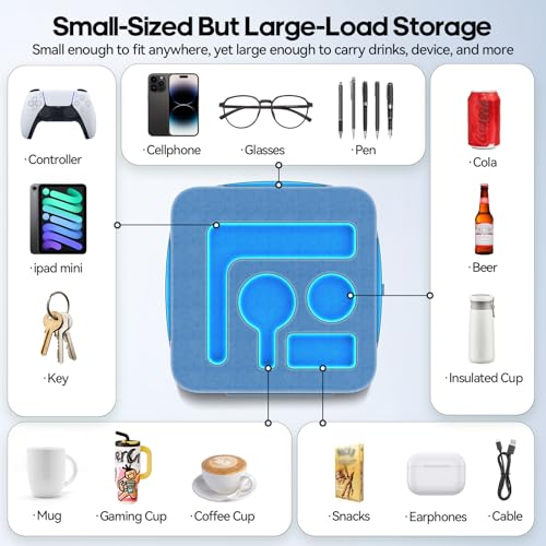 Couch Cup Holder Pillow, Sofa and Bed Caddy for iPad, Kindle, Switch, Game Controller, Remotes, Phones, Small-Sized Cup and Drink Holder for Couch, Bed, Desk, Car, Beach, Bathroom Cup Holder, Blue - color: Blue, size: M-13"×13"×3.2"