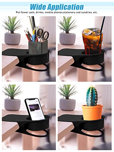 Kalolary New Drinking Cup Holder Clip with Groove Table Bottle Cup Stand DIY Glass Cup Clamp Storage Saucer Clip Water Coffee Mug Holder Saucer Clip for Home Desk, Black - color: Black