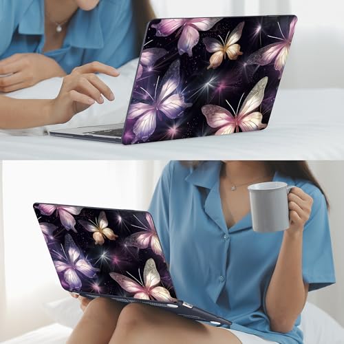 Mektron Case for 2026 MacBook Neo 13-inch A18 Pro chip A3404 Laptop Cover with 13-inch (Diagonal) Liquid Retina Display+ Keyboard Cover+ Screen Protector, Glittering Butterfly - color: Glittering Butterfly