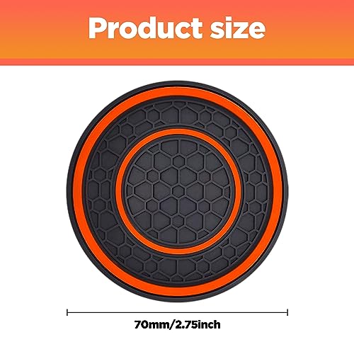 2 PCS Universal Car Cup Coasters, Non-Slip Anti Dust Mats, 2.75 Inch, Suitable for Most Car Interior (Orange) - color: Orange