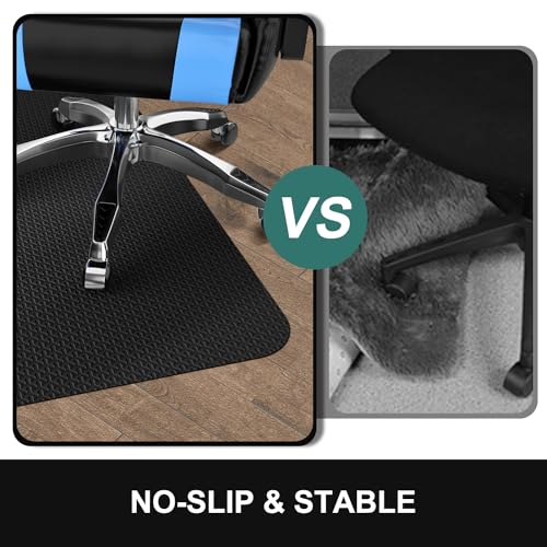 Office Chair Mat for Hard Floor, FURKIT 36"x48" Anti-Slip PVC Computer Chair Mat for Gaming, Unique Y-Shaped Pattern Floor Protector Rug for Rolling Chairs, Large Desk Floor Mat for Home - color: Black(mat), size: 36"x48" for hard floors