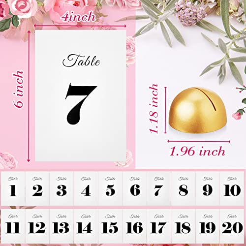 20 Pieces Round Table Number Cards Stands Modern Cursive Table Number 1-20 for Wedding Reception Anniversary Party Restaurant Events 4 x 6 Inches(Gold)