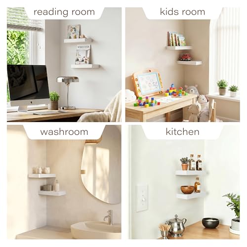 Floating Shelves Set of 2,11.8 Inches Small Wall Shelves for Living Room Bathroom Kitchen and Bedroom,White - color: White, size: 11.8''