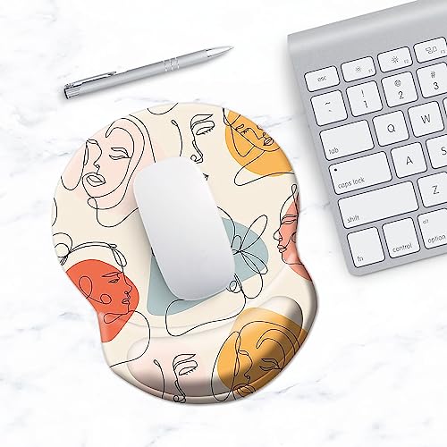 Ergonomic Wrist Support Mouse Pad - Comfortable Computer Mouse Pad with Non-Slip PU Base for Home Office Working Gaming (Art Faces) - color: Art Faces