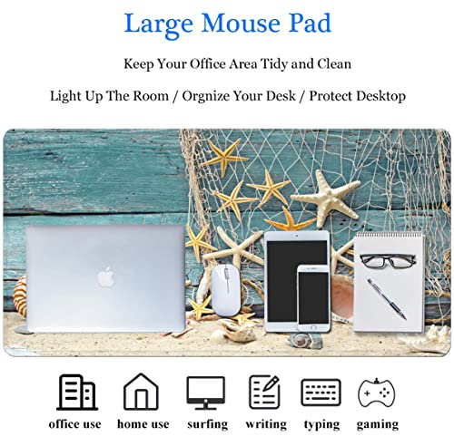 31.5x11.8 Inch Non-Slip Long Extended Large Gaming Mouse Pad with Stitched Edges XL Laptops Keyboard Mouse Mat(Starfish) - color: Sea Star