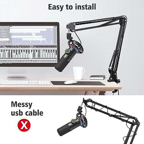 SUNMON Boom Arm for Fifine K658 Microphone with 3/8" to 5/8" Adapter and Cable Sleeve - color: Fifine K658 Boom Arm with Cable Sleeve