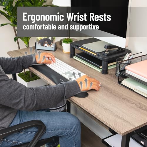 Mind Reader Ergonomic Keyboard and Mouse Wrist Rest Set, Gaming Accessory, Memory Foam, 16.75" L x 3" W x 0.75" H, 2 pcs, Black - size: Single Black