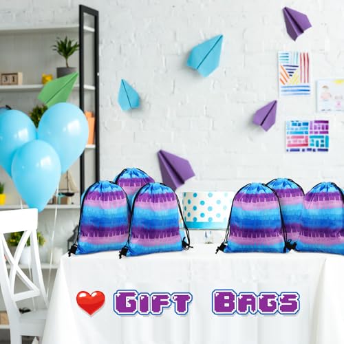 Yiyiring 16 Pcs Video Game Drawstring Bags Bulk 12 x 10 In Treat Goody Waterproof Beach Bags Anime Games Gift Bag Set for Gaming Themed Party Birthday Party Favor Supplies(Video Game) - style: Video Game