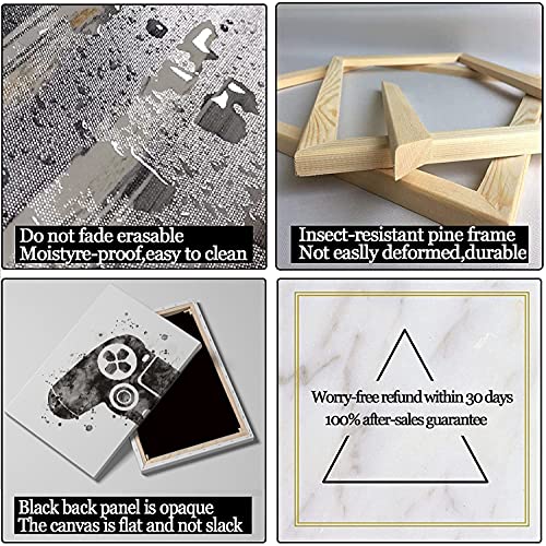 Framed Gaming Room Decor Video Game Themed Wall Art Canvas Framed Black and White Posters Prints Paintings Pictures for Kids Teen Art Gamer Print Poster Boys Decoration Playroom Boy Bedroom Home - size: 12”Wx16”H×2piece