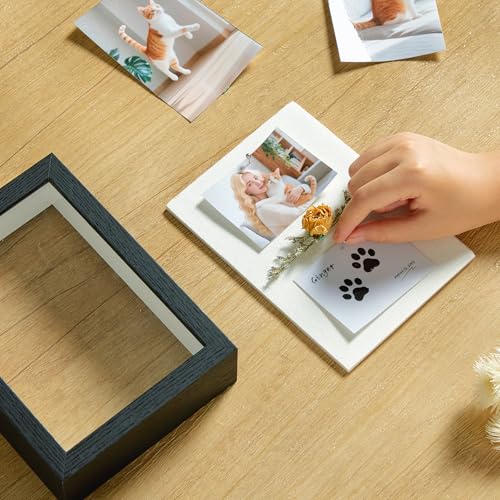 5x7 Shadow Box Picture Frame Display Case with Soft Linen Back-Thickened Panel,Small Mini Black Deep Shadow Box Frame 5x7 for Insect Medal Display Pet Photo Memorial Flower Craft - color: Black + Thickened Panel + Foam Packaging, size: 5x7