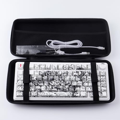 Hyekit 75% Keyboard Case, Hard Shell Travel Carrying Bag for 84 Key Magnetic Mechanical Gaming Keyboard, Compatible with Aula F75, Womier S-K80, Keychron K2, Redragon K673, RK R65 (Extra Space)
