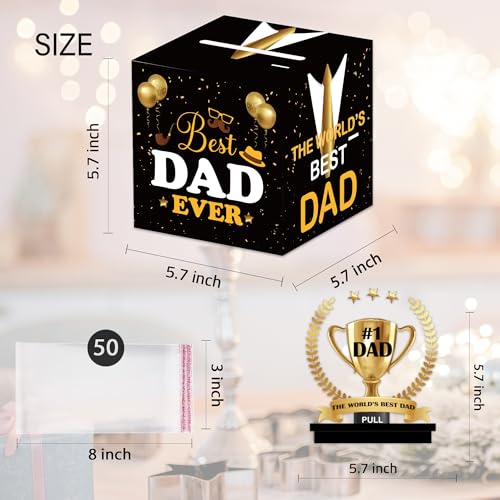 Dad Birthday Money Pull Box for Cash, Happy Birthday Boxes Gifts for Money Pull Out Card, 50Pcs Transparent Bags - color: Yellow2