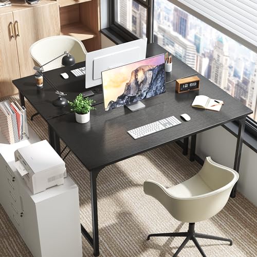 Huuger 48 Inch Office & Gaming Desk with Storage, Modern Simple Design, Large Legroom, Black Metal Frame - color: Black, size: 48inch