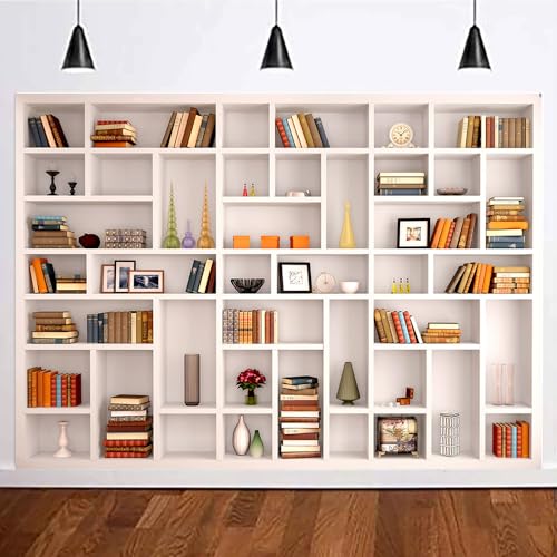 CGXINS White Bookshelf Office Backdrop Photo Backdrop 7x5ft Video Conference Zoom Backdrop Home Office Decoration Banner Polyester Company Video Conference Background - size: 7x5 FT