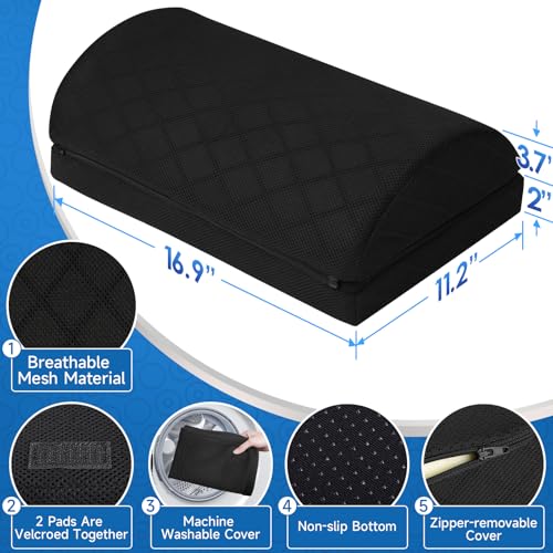 CushZone Foot Rest for Under Desk at Work Adjustable Foam for Office and Home, Office Desk Accessories,Comfortable Footrest with 2 Adjustable Heights,Back & Hip Pain Relief (Black-16.9 in) - color: Black, size: Large
