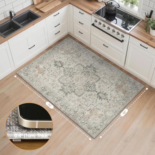 GENIMO Kitchen Mats for Floor, Washable Anti Fatigue Mat for Cushioned, 47"x71", Waterproof Kitchen Rugs, Non Slip Foam Comfort Standing Mat Rug for Home, Runner, Sink, Laundry, LightTaupeBrown - color: Light Taupe Brown, size: 47"x71"--0.4 inches